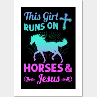 The Girl Runs On Horse And Jesus Posters and Art